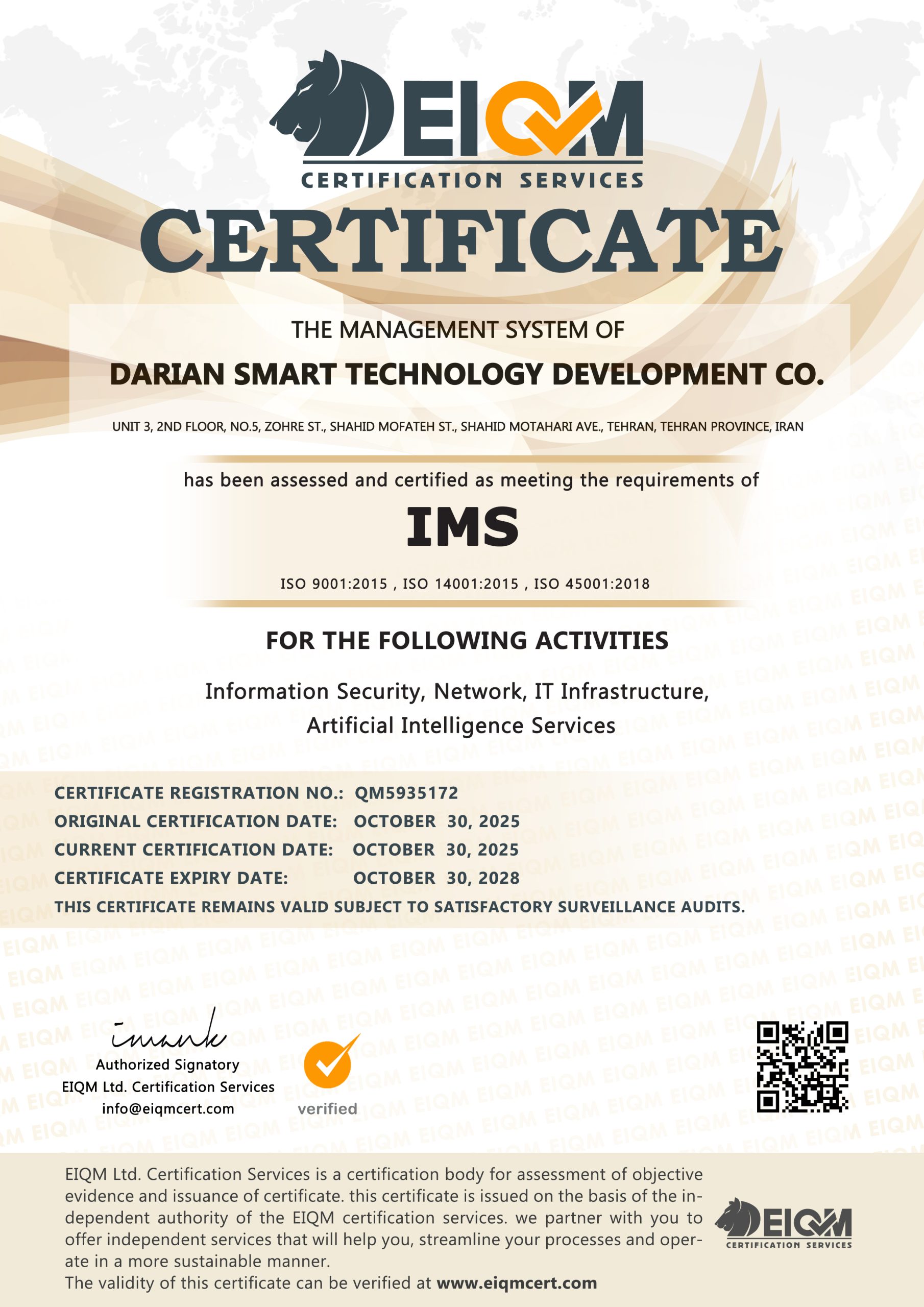Darian Smart Technology Development Co - IMS - QM5935172